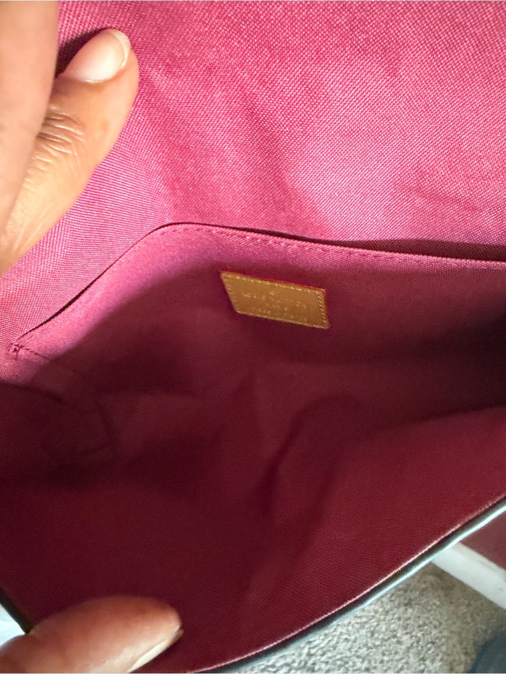 Burgundy Embossed Monogram Crossbody - Picture 5 of 7